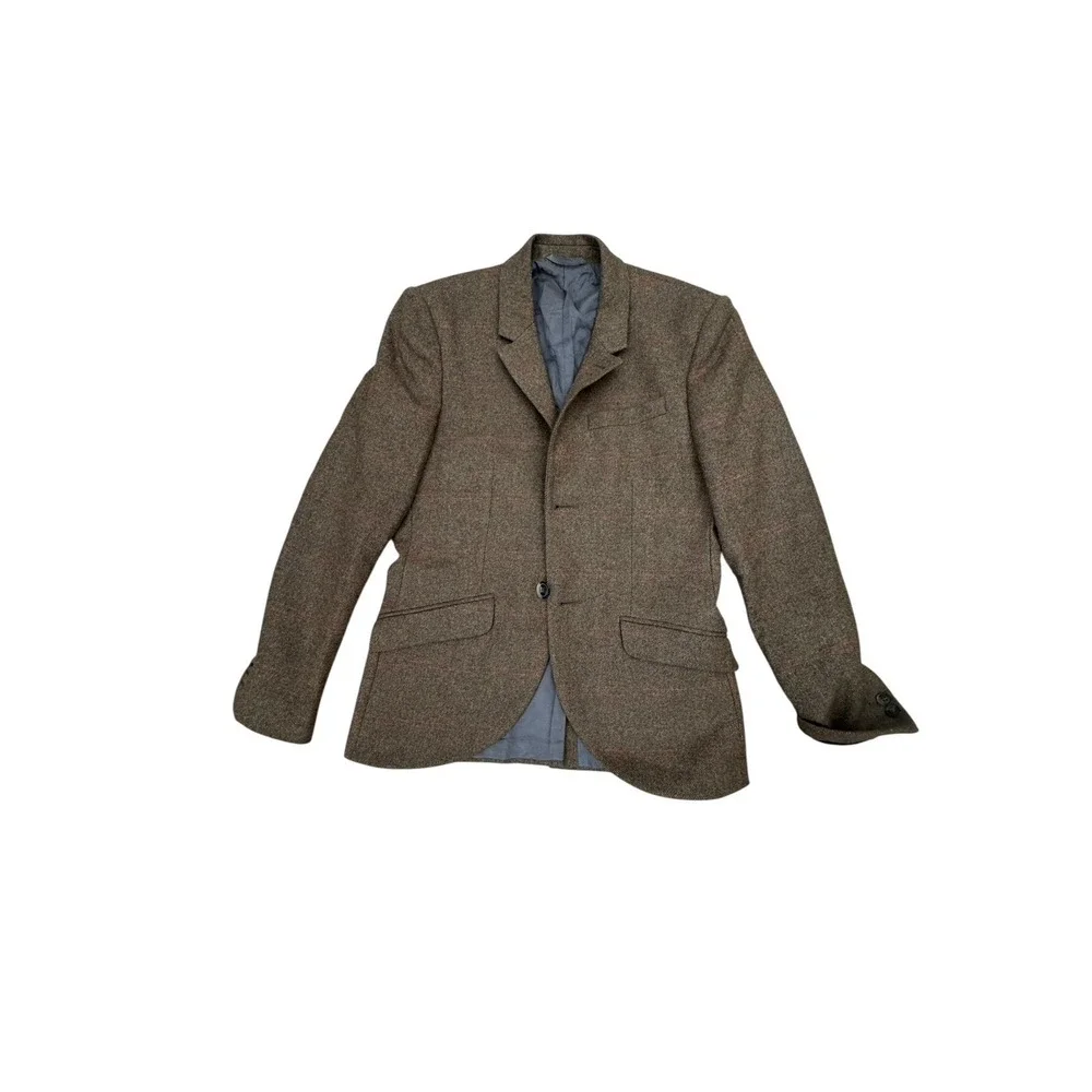 Auburn Willis BESPOKE Sport Coat English Fox Plaid Jacket Wool Blazer Sz Small
